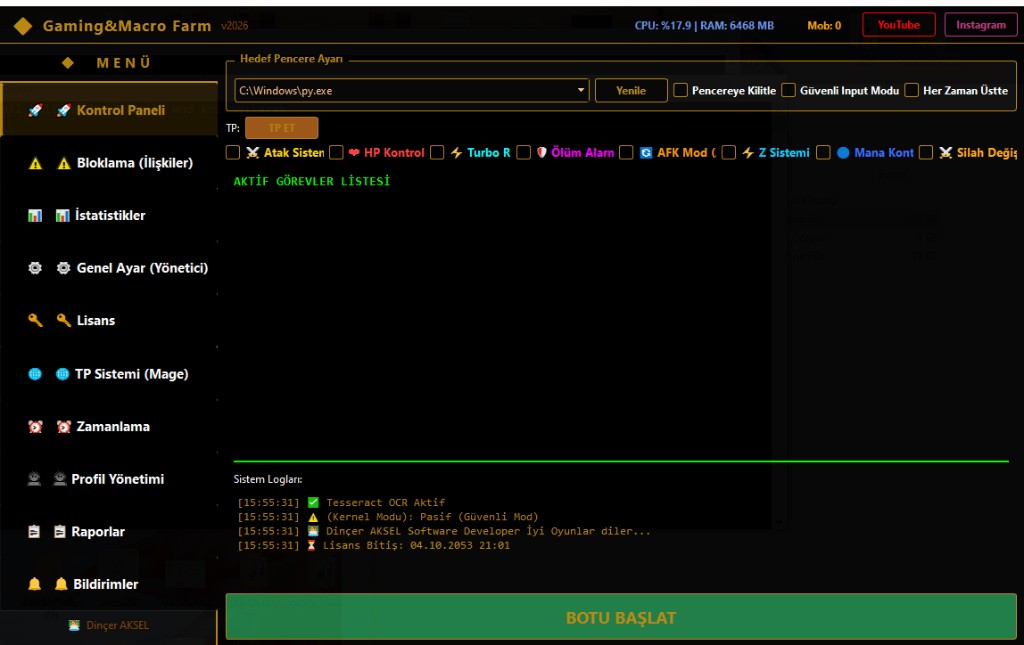 ScreenSense Studio kontrol paneli
